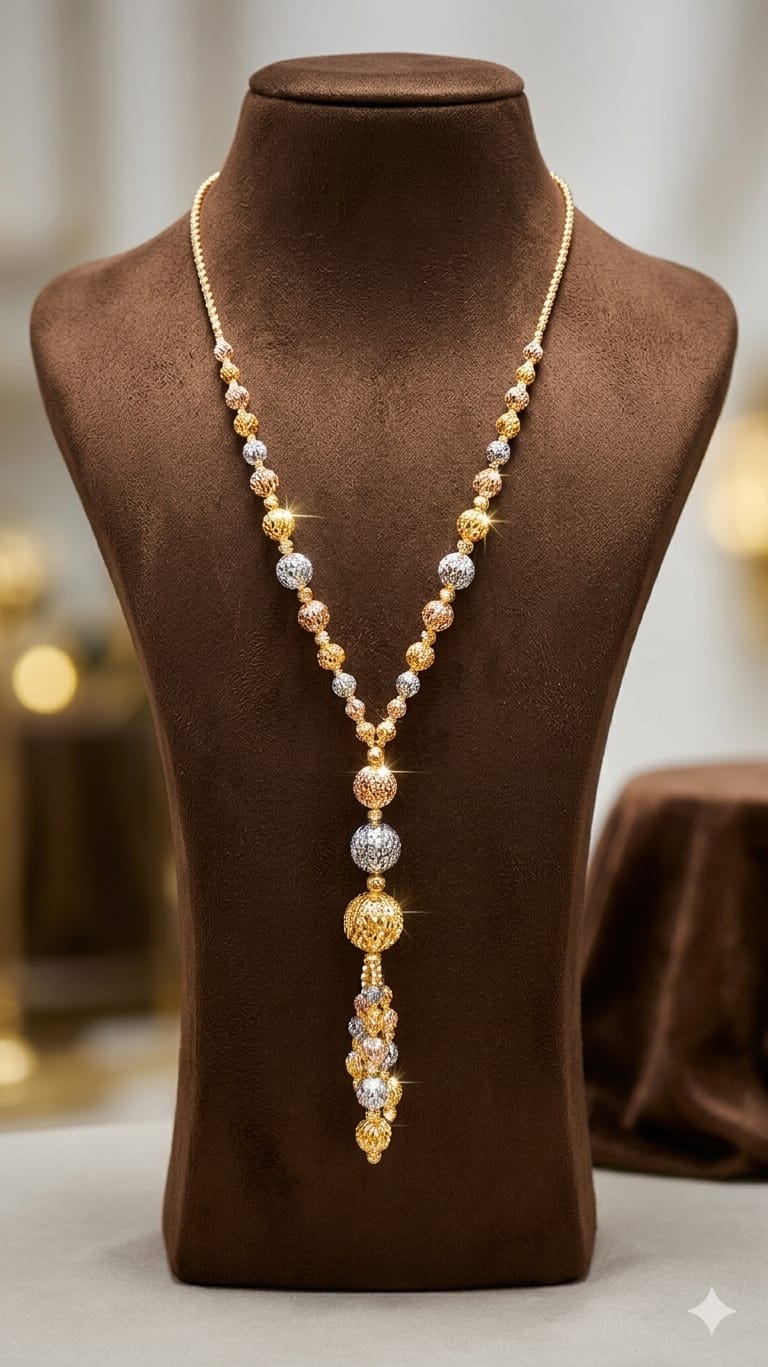 21K Gold Tri-Color Beaded...