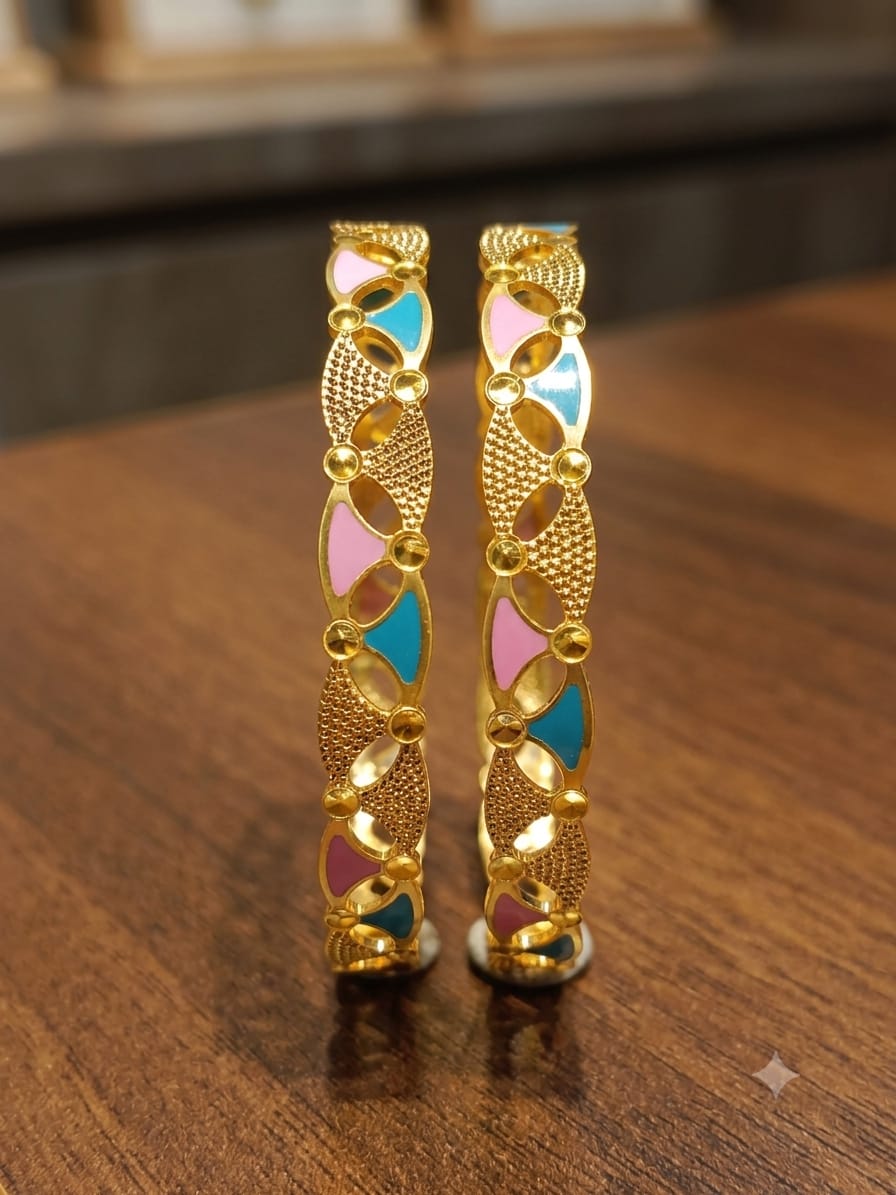22K Gold Color Enamel Des...